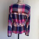 Pilcro  V-neck Plaid Smocked Peasant Top Sz Medium Photo 9