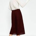 ZARA  Womens Lace floral Culottes Trousers Pants Wide Leg Burgundy Medium Photo 1