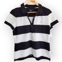 Tommy Hilfiger  Polo Shirt Black White Striped Collared Classic Polo Shirt M Photo 0