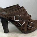 Juicy Couture  Y2K Taupe Suede Leather Heeled Mule Bootie Chunky Buckles Size 8.5 Photo 4