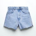 ZARA NWT  HIGH RISE DENIM SHORTS MID-BLUE Photo 1