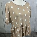 Bohme  Women’s Blouse Bohemian Tan Beige Textured Woven Dots Photo 1