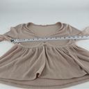 Altar'd State Altar’d State Tan Ribbed Peplum Long Sleeve Top Photo 3