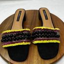 ZARA  Sandals Womens Black Hand Beaded Fringed Mule Slide Sandals Size 41 Photo 0