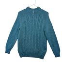 Karen Scott Blue Cable‎ Knit front Sweater W/ Faux Pearl Buttons Size Small Photo 0