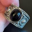 Onyx Vintage black  antique silver plated ring size 6.5 Photo 5