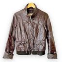 Hollister  Vegan Leather Brown Bomber Jacket Women’s Size Large Zip Front Top Gun Photo 0