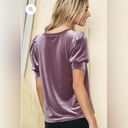 Acting Pro NEW  Mauve Velvet Top with Short Banded Puff Sleeves Plus Size 1X Photo 1