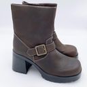 American Eagle Vintage Y2K  Flex Brown Leather Chunky Platform Boots Size 10 Photo 1