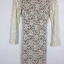 Dress the Population  Cream Backless Lace Body Con Long Sleeve Midi Dress XS Photo 9