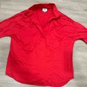 Tuckernuck  Willow Oversized Popover Top Poppy Red High Low Collared size M Photo 0
