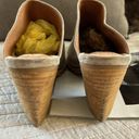 Anthropologie Jeffrey Campbell Favela-2 leather suede stacked heel pointed toe mules 9.5 Photo 3