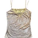 DKNY  Silky Lace Trimmed Camisole Size Small Gold with Sequins Photo 3