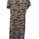 Rails  Ren V Neck Midi T Shirt Dress Tiger Animal Print Cotton Tan Black Womens M Photo 4