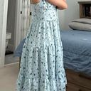 Romwe  Blue Ditsy Floral Trim Ruffle Hem Cami Dress Photo 0