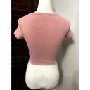 Better Be  Womens Cardigan Sweater Taupe Pink Short Sleeve V Neck Ribbed Knit S Photo 3