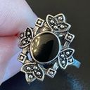 Onyx Vintage black  stone silver plated ring size 7 Photo 5