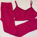 Free People NEW Set!  Crop Tank Top Sports Bra & Legging Hot Barbie Pink Size M/L Photo 0