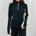 DKNY y2k  active fitted two tone quarter zip pullover sweater black ivory size XL Photo 2