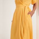 Marine layer Valencia gold yellow shirt sleeve midi wrap sundress M Photo 2