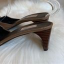 DKNY  City Woman’s Brown Leather Slip On Heel Mule Shoe Size 9 Photo 3