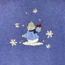 Croft & Barrow  X-Large Cardigan Sweater Snowmen Winter Snowflakes Crew Neck Blue Photo 6