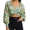 Anthropologie By  Cotton Print Balloon Sleeve Twist Crop Set Top Size Small Photo 1