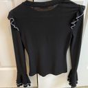 SheIn Black Ruffle Long Sleeve Photo 3