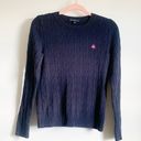 Brooks Brothers  346 Navy Blue Cable Knit Crew Neck Sweater Small Photo 2