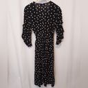 LULU’S BLACK AND WHITE POLK DOT TIERED RUFFLE 3/4 SLEEVE MIDI TIE WRAP DRESS Photo 7