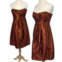 Badgley Mischka  Strapless Fit & Flare Mini Dress Iridescent Taffeta Pleated 8 Photo 0