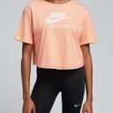 Nike  NSW Air Short Sleeve Mesh Cropped Top Crimson Bliss Orange Photo 0