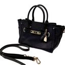 Coach  Pebbled Leather Swagger 27 Navy Blue Gold Satchel Top Handle Purse Bag Photo 1