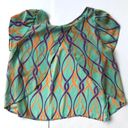 fab'rik  Blouse Small? Sheer Swing Back Flowy Abstract Artsy Festive Retr… Photo 10