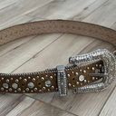 ANOTHER LINE Inc rhinestone studded leather Western BELT Size M cowgirl Silver Photo 0