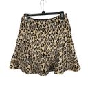 Free People  Size 6 Leopard Chenille Fit & Flare Mini Skirt Lined Brown Tan Black Photo 2