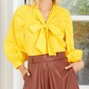 Who What Wear A New Day Yellow Neck Tie Blouse Shirt Small Photo 1