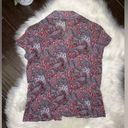 St. John  Knits Russian Red Multi Paisley Print Blouse Photo 4