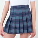 American Apparel  Navy Blue Plaid Pleated Mini Skirt Photo 2