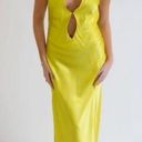 Meshki  Lucia Maxi Satin Cutout Slip Dress Golden Yellow Chartreuse Womens Size M Photo 0