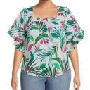 Terra & Sky  lavender Floral Square Neckline Peasant Top 3X Photo 0