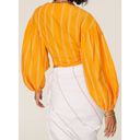 Acler Wyatt Blouse Orange Cotton Puff Sleeve Wrap Top Size 10‎ Photo 8