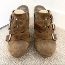 Juicy Couture  Collette Suede Slip On Wood Mules Platform Shoes Buckle Y2K Size 8 Photo 1