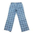 BP  Womens Mid High Rise Straight Leg Plaid Denim Jeans Retro Y2k 70s 80s 32 Photo 1