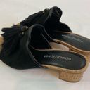 Donald Pliner  Marra Mule Slide Sandal Black Suede Sz 6 Tassels Cork Low Heel Photo 2