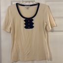 St. John  Blouse size S excellent condition color cream and navy blue color Photo 1