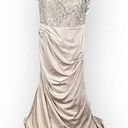 La Femme  Evening Dress Women's Plus 18 Champagne Embroidered Bodice Satin NWT Photo 0