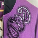 Bob Mackie  Purple & Black Sequins Embellished Knit Long Sleeve Sweater M NEW Photo 2