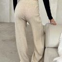 Princess Polly Montana Cream Ribbed Relaxed Fit Wide Leg Knit Pants S/M Photo 8