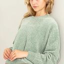 Bailey44 NWT Bailey 44 Oversized Cropped Long sleeved Furry Crew Neck Green Sweater Photo 0